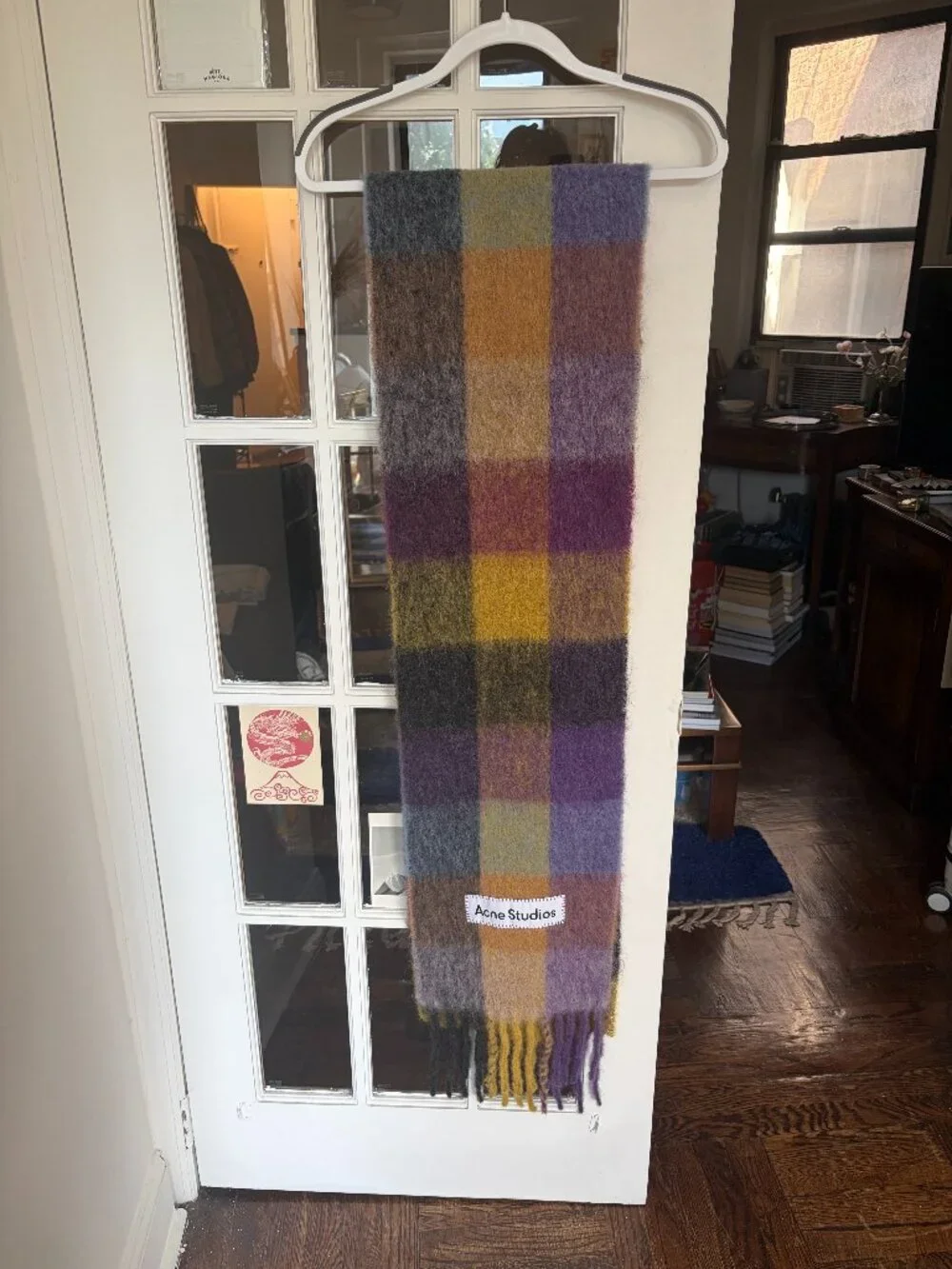 Acne Studios Purple/Yellow Mohair Checked Scarf